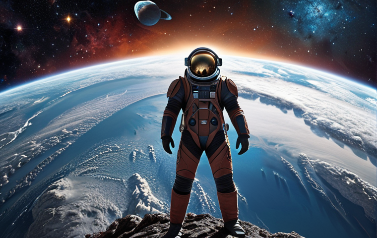 **Prompt:** A panoramic view of Earth, vibrant with natural wonders, transitioning into a cosmic scene filled with stars and galaxies. In the foreground, Supertón soars through space, his suit reflecting Earth's colors, symbolizing his connection to the planet. The image should evoke a sense of hope and determination, showcasing Supertón as a protector of both Earth and the universe.