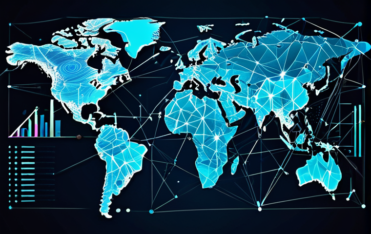 슈퍼트론 주요 주제와 철학적 메시지 - The Interconnected Web**
"Abstract digital art depicting a network of glowing nodes and lines conne...