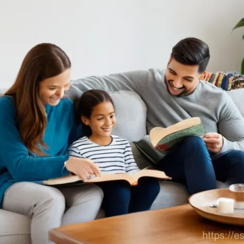 슈퍼트론 유통 플랫폼과 주요 파트너사 - A warm and inviting living room scene. A family of three, consisting of a mother, father, and their ...