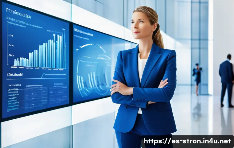 슈퍼트론의 컬러 팔레트와 시각적 아이덴티티 - **"The Psychology Behind Blue: Trust and Innovation in Finance"**
    A highly detailed, photorealis...