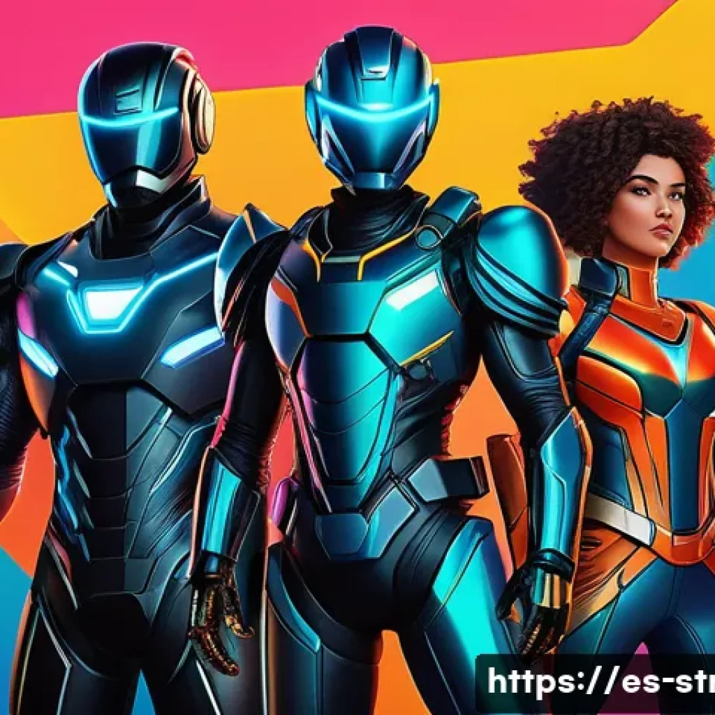 슈퍼트론 팬덤 내 창작 콘텐츠 분석 - A vibrant digital fanart scene showcasing diverse Supertron characters in dynamic poses, each render...